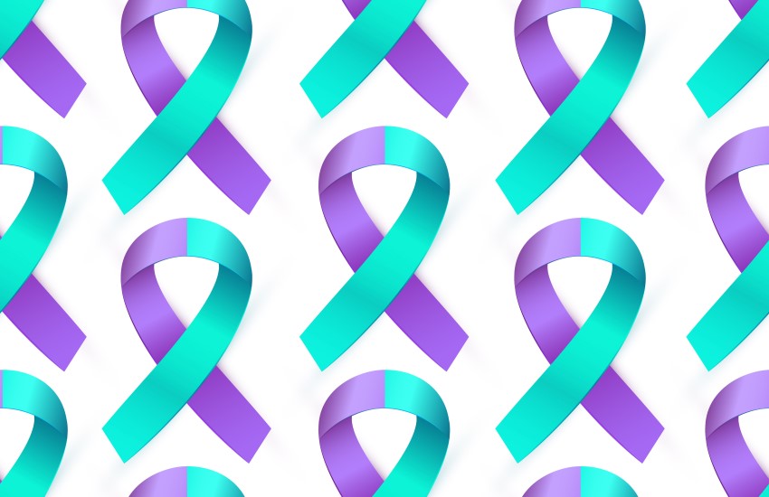 purple and aqua ribbons